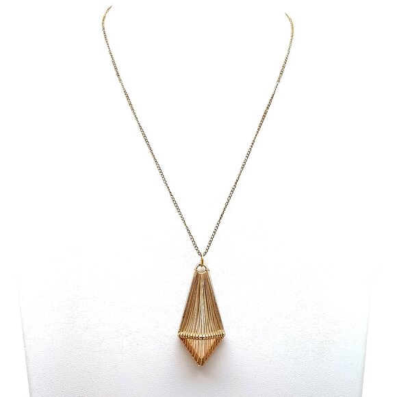 Vintage Gold-Toned Wire Wrapped Geometric Pendant Necklace with Chain - Picture 1 of 5